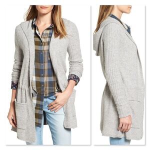 Caslon Hooded Tunic Cardigan sz Small in Gray
